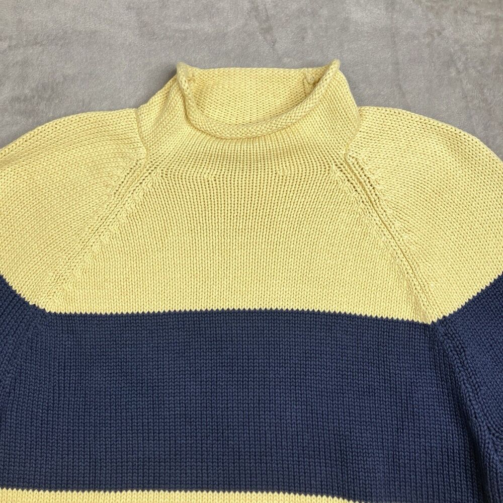 J Crew Sweater Mens M 1988 Rollneck Blue Stripped Cotton Rugby Preppy Coastal - Picture 2 of 15